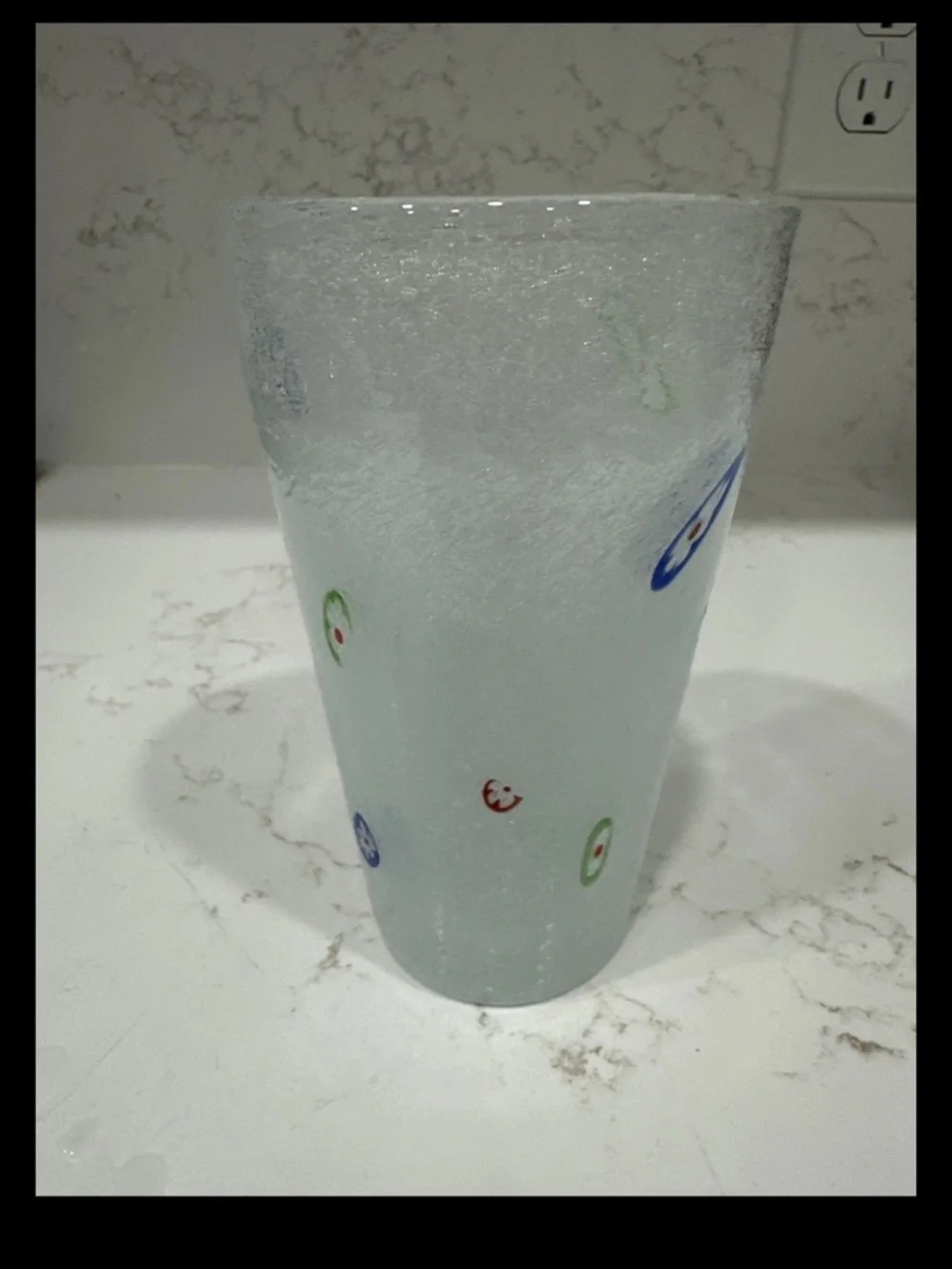 Crate And Barrel Zazz 1 Millefiori Bubble Glass Tumbler